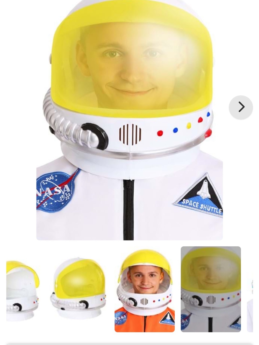 Adult costume Astronaut Helmet with Yellow Visor